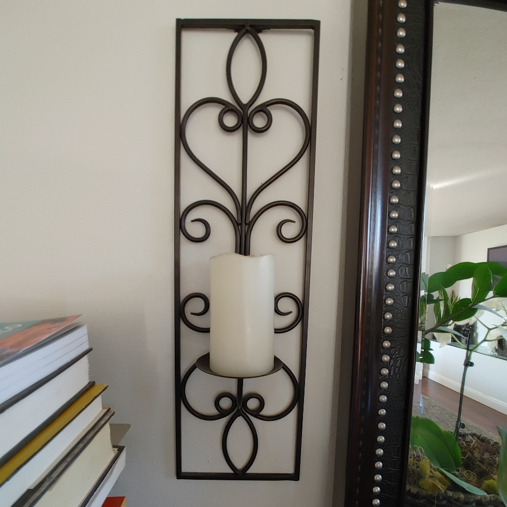 Wrought iron wall candle holder
